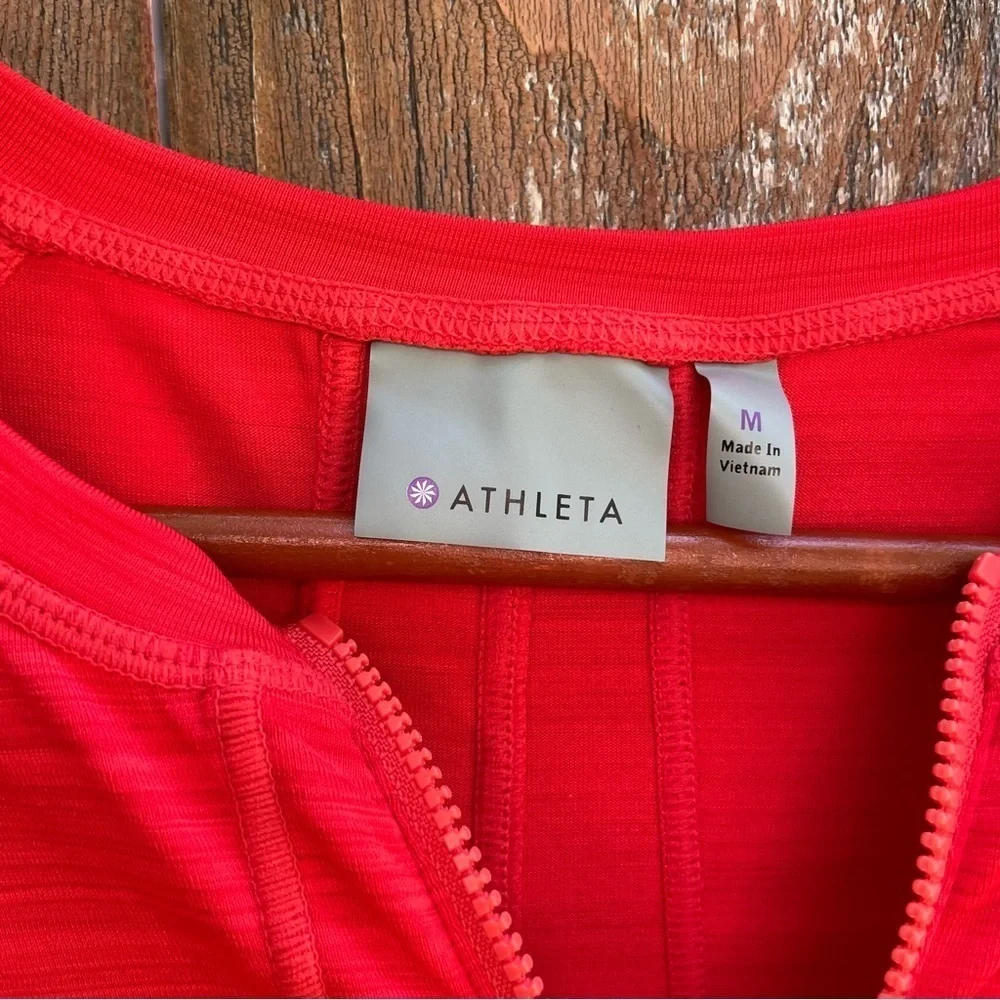 ATHLETA Women’s Orange Red Long Sleeve Half Zip Pullover Sweatshirt Size Small